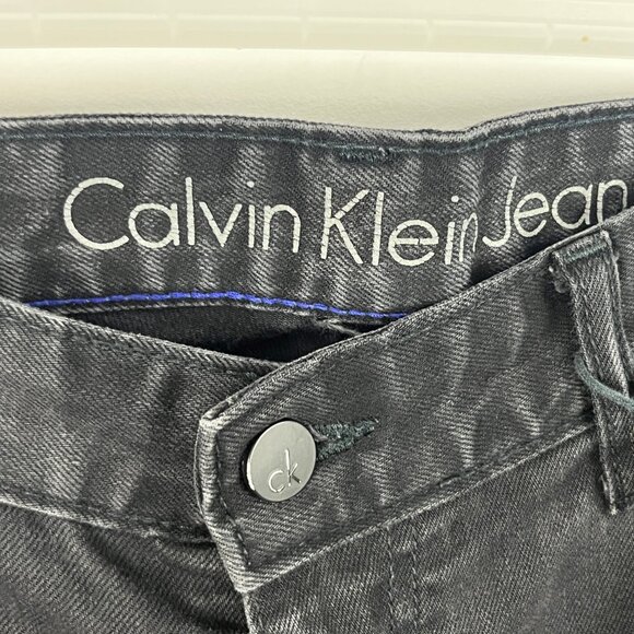 Calvin Klein Slim Jeans Size 33 Black Inseam 32in Rise 10in Stretch 5 Pocket - Picture 5 of 9